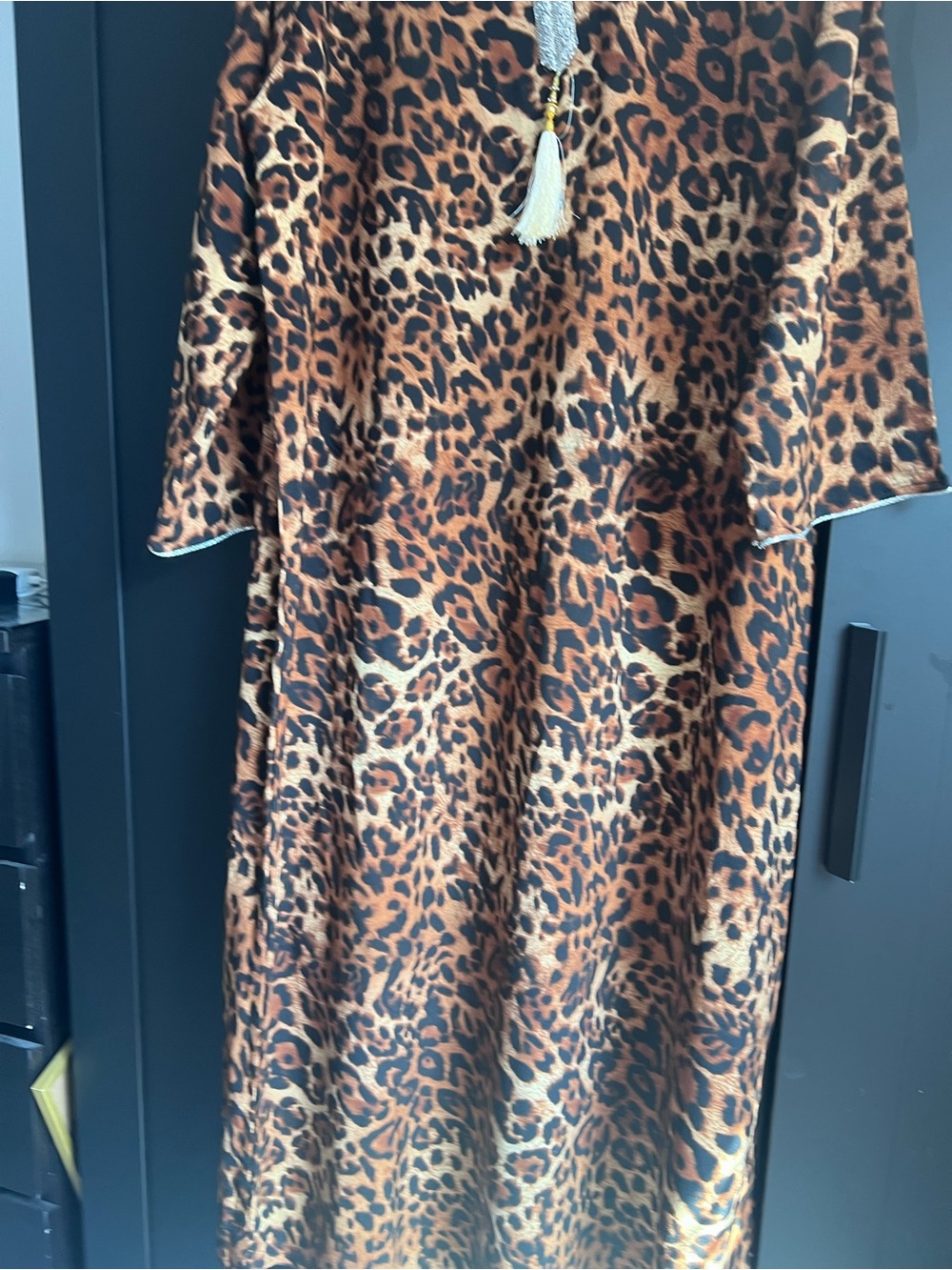 Leopard Print Maxi Dress in Brown & Black jalabya abaya modest